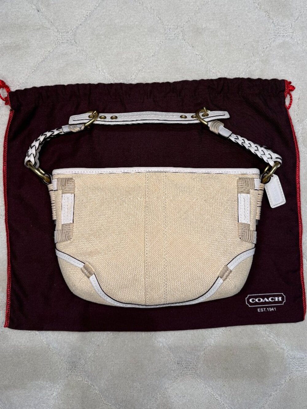Pristine UNUSED Vintage Y2K Coach Soho Straw Braided Leather Hobo Bag 4710